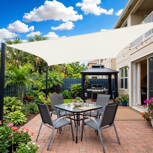 23'X23' Cream Custom Size Sun Shade Sail Square UV Block Canopy Cover for Patio Backyard Lawn Garden Outdoor (Cream / 23'X23' custom)