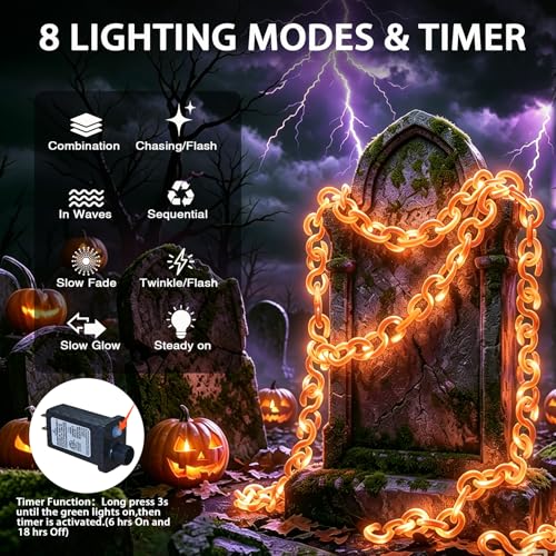16.4 ft Halloween Chain Lights (Orange / 16FT)