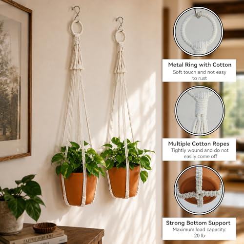 Macrame Hanging Planters Indoor Plant Hanger (White C)