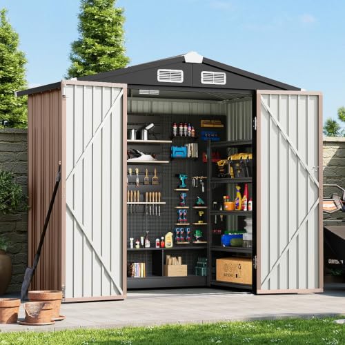 6x4FT Outdoor Storage Shed Brown (Brown / 6' x 4')