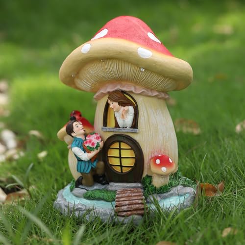 Solar Garden Outdoor Statues Princess and Prince with 4 LED Solar Figurine for Lawn (Multicolor Princess and Prince)