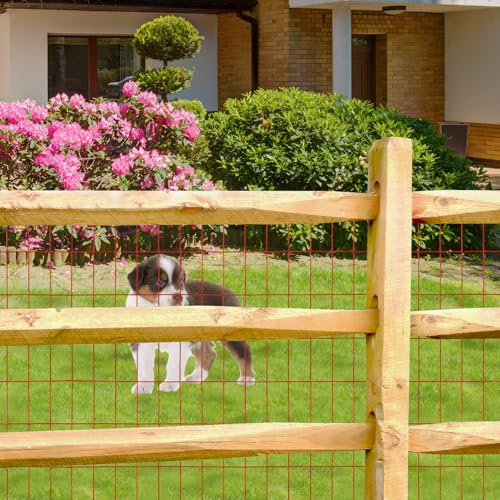 Red PVC Coated Welded Wire Fence 48" x 50' Roll (Red / 2''x4'' 14GA 48''x50')