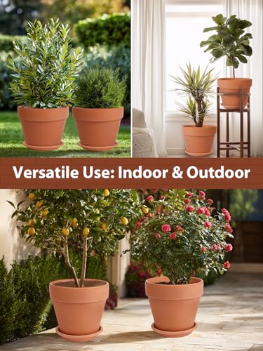 12 Inch Terracotta Pot Set of 2 with Saucer (12/12 inch -2 pcs)