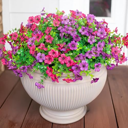 Artificial Flowers for Outdoor Indoor Garden Home Decoration (Purple Pink)