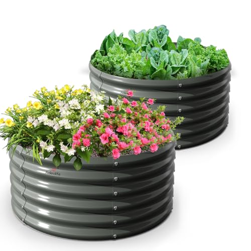 Anleolife 2 Pack 4ft x 18in Round Raised Garden Beds (2 Count)