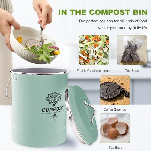 Kitchen Countertop Compost Bin (Mint / Medium)
