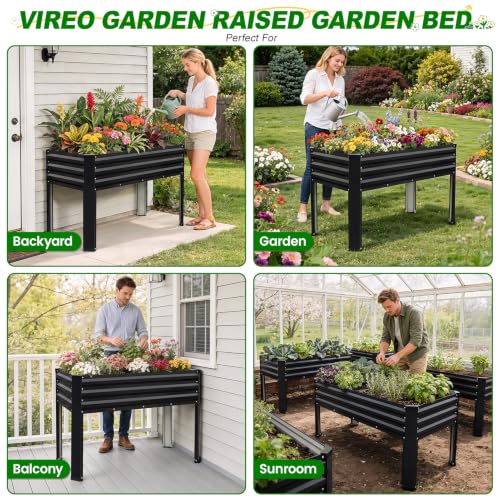Galvanized Raised Garden Bed with Legs 2Pack (Dark Grey)