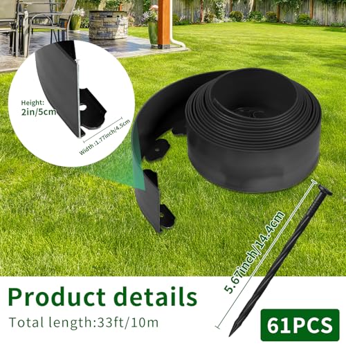 Landscape Edging 2in Garden Edging Borders No Dig 33ft (Black / 2in x 33ft)
