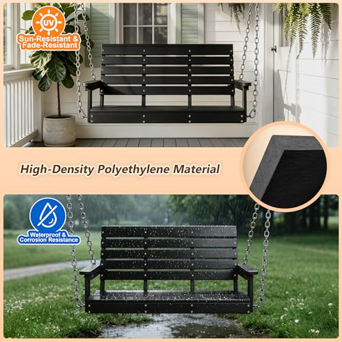 4 FT 2 Seat Porch Swing (Black / 2 Seat)