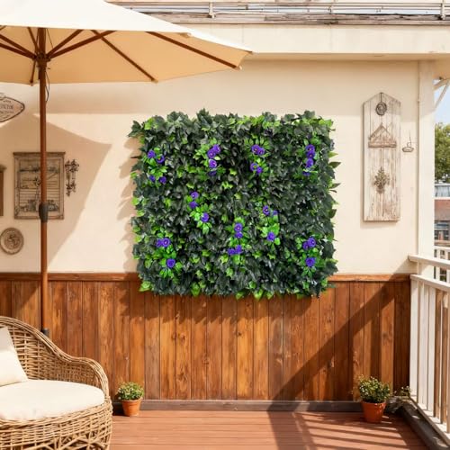 Artificial Expandable Ivy Privacy Fence Screen (BRANCH-PURPLE FLOWER)