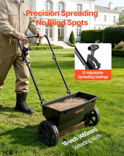 Broadcast Spreader 50 lbs Capacity Drop Spreader with Hopper Grate (50LB / Black)