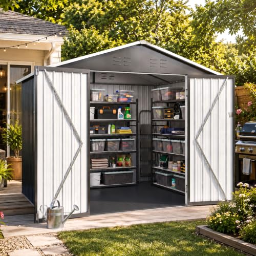 8x6 FT Shed Outdoor Storage Shed with Floor Black (Black / 8'x6')