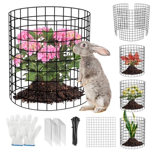 10 Pack Plant Protectors from Animals Wire Plant Protector Cage to Keep Animals Out with Zip Ties & Stakes