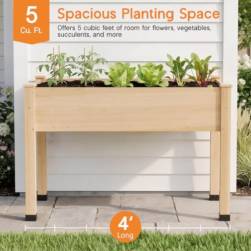 48"x24"x30" Raised Garden Bed with Legs (Wood / 48×24×30 In -Regular)