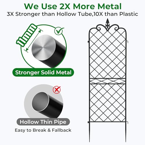 Garden Trellis 2 Pack 71”x20” Heavy Duty Rustproof Wall Trellis for Climbing Plants Outdoor Metal Decoration Large Trellis for Potted Plants Support Trellis Roses Black