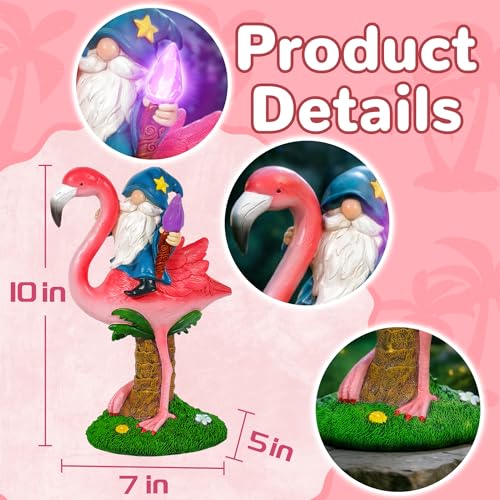 Gnome Flamingo Solar Garden Statue Outdoor Figurine Decor Lights (Flamingo)