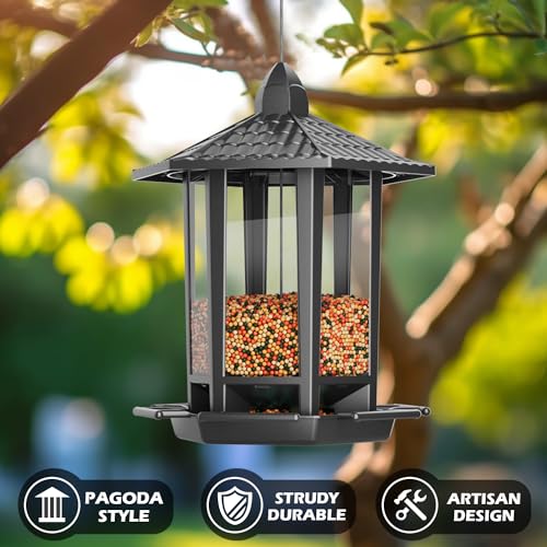 4 Pack Bird Feeders for Outdoor Hanging (Black / 4 PACK)