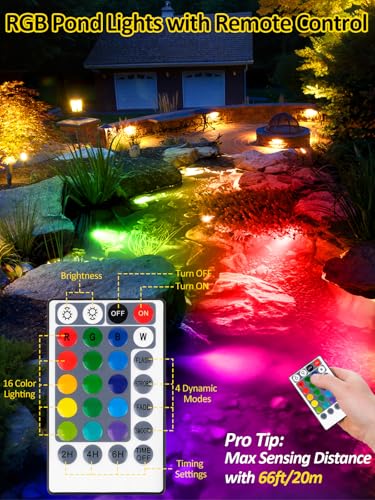 Colored Pond Lights LED Underwater with Remote Control 6 Heads (Multicolor / Set of 6)