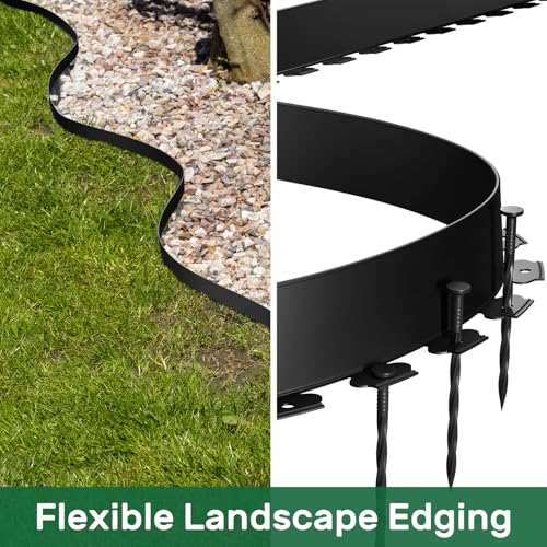 Garden Edging 49FT Landscape Edging Kit 3 Inch Height with 30 Stakes (30 Count)