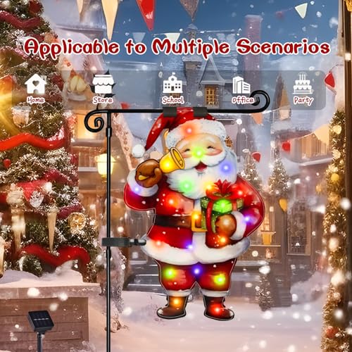 28x40 Lighted Christmas Santa Garden Flag (Santa-Colorful-28x40 / 28×40inch)