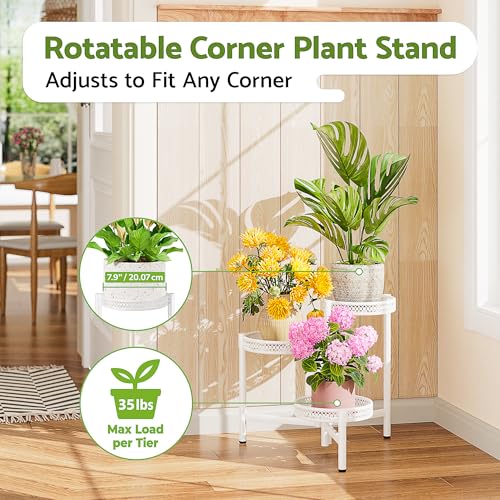 3 Tiered Tall Plant Stand Indoor Outdoor (WhiteWave / 3-tiers)