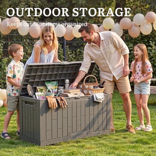 60 Gallon Outdoor Storage Box (Light Brown / 60 Gallon)