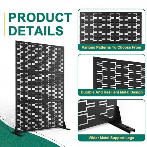 72" H×47" W Metal Privacy Screen Outdoor Privacy Screen Freestanding (Black Brick / 72" H×47" W)