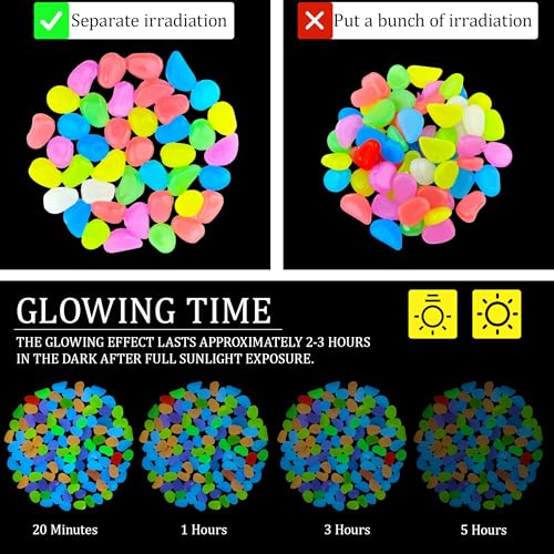 500PCS 1 1.2" Glowing Rocks Luminous Pebbles Glow in The Dark Rocks Luminous Stones for Driveway Walkway Potted Plants Fish Tank (500 Count)