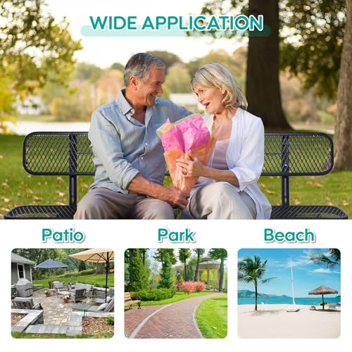6FT Outdoor Metal Park Bench with Backrest