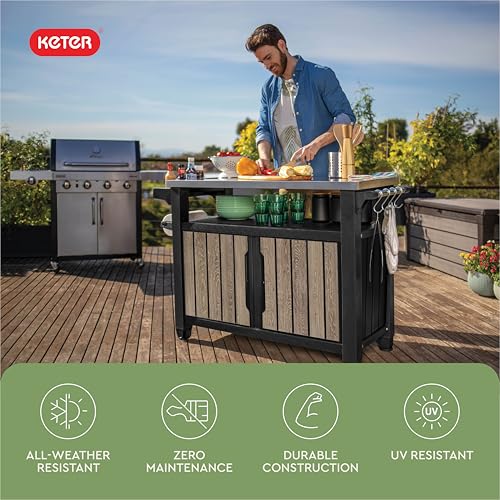 Unity XL Outdoor Entertainment Cart with Wood‑Look Finish (Ashwood)