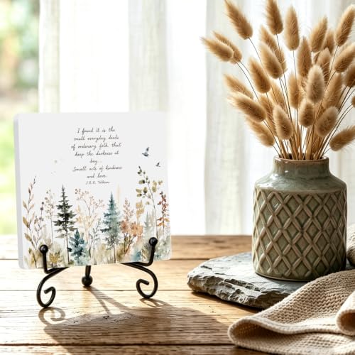 Motivational Quote for Home Office Book Shelf Table Decor 6.3x6.3 Inch 14 (Multicolor 1738 / Wooden sign with iron frame（6.3 x 6.3 inches）)