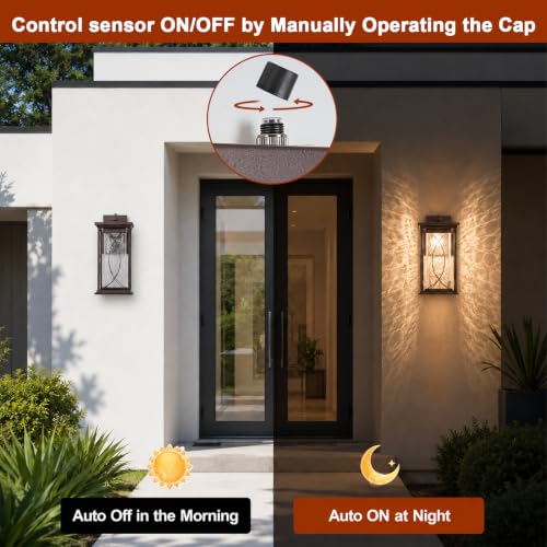 18" Oil Rubbed Bronze Large Outdoor Wall Lantern Dusk to Dawn Coach Light Modern Extra Large Deep Brown Exterior Sconce Waterproof Metal with Crack (Oil Rubbed Bronze-XL)