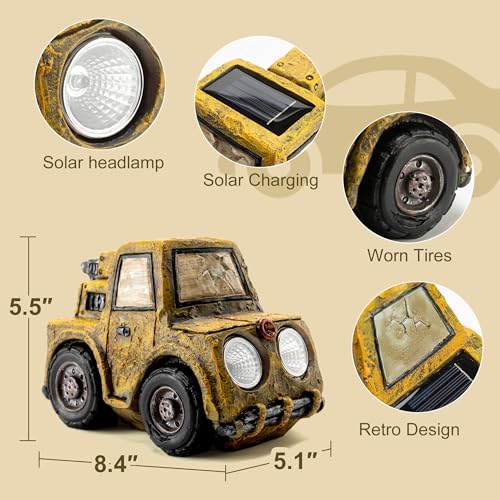 Solar Car Statue Outdoor Garden Decor (Truck)
