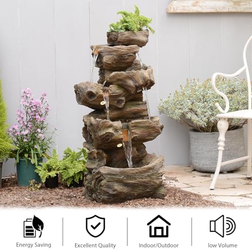 40.6" H Wood Like Water Fountain Indoor & Outdoor 5 (Wood - 40.6 Inch)