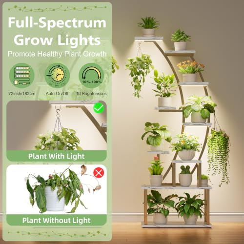 2 Pack Plant Stand Indoor with Grow Lights