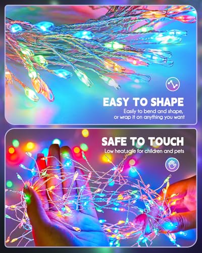 2 Pack 240 LED 20FT Total 40FT 480LED Solar Fairy Lights Outdoor Waterproof (Multicolor / 19.6Ft*2 Pack)
