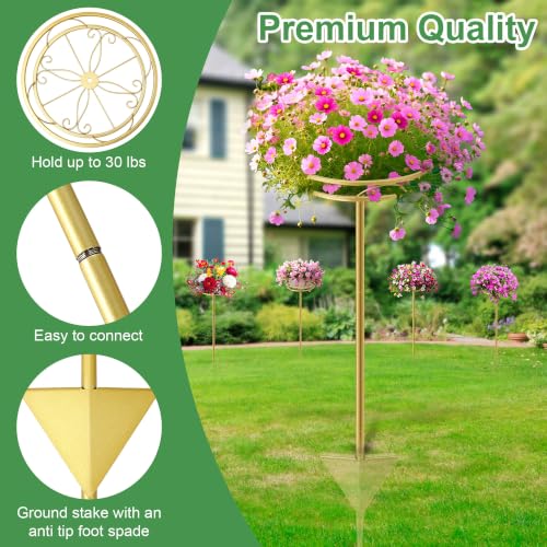 2 Pack Adjustable Outdoor Flower Pot Stand (Gold)