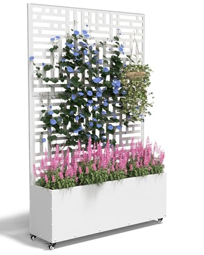 Metal Planter Box with Trellis (White / 1pc)