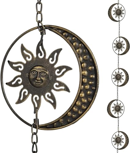 Decorative Sun and Moon Rain Chain (Copper Sun)