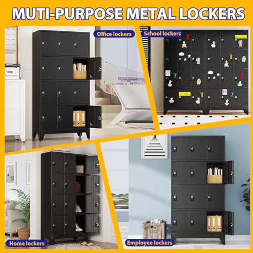 Metal Storage Lockers for Employees with Lock (Black / 12 door-71"-A)