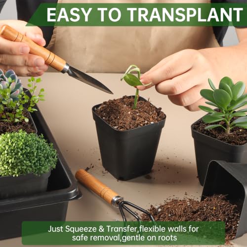 100 Pack Plant Nursery Pots 3.15 Inch (Black / 3.2Inch)