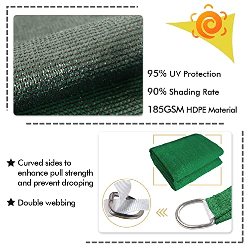 6'X20' Sun Shade Sail Dark Green Curved Rectangle Customizable