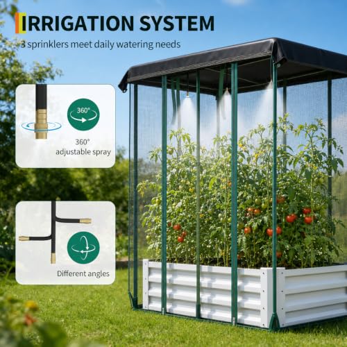 Galvanized Raised Garden Bed with Self Watering System & Mesh Cover (Beige W/ Mesh Cover / 4x3x1 ft)