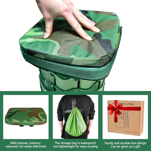 Collapsible Stool Chair with Padded Cushion Seat (Camouflage With Cushion)