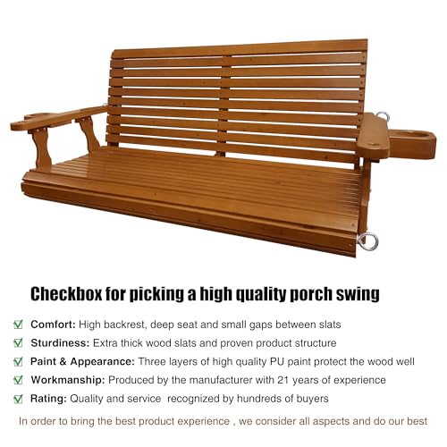 Wooden Porch Swing (Cedar Tone / 4.5 FT Extra Large)