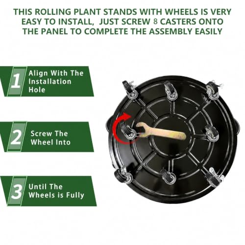 1 Pack Metal Plant Caddy With Wheels 20 Inch Black