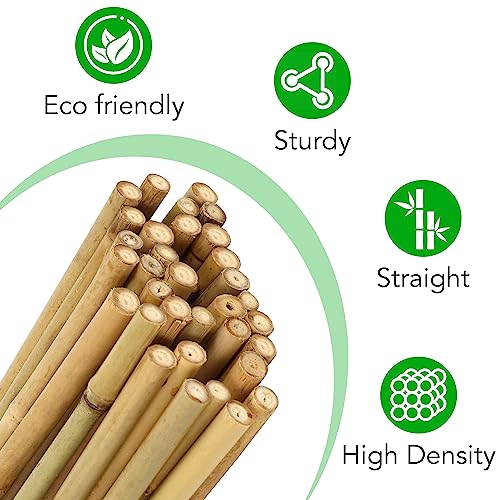 75 Pack 4ft Garden Bamboo Stakes for Plant Support (75 Count)