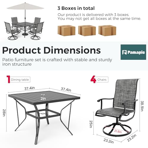 5 Piece Outdoor Dining Set (Charcoal / 5-Piece(38.9"))