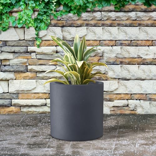 Accent Round Cylinder Charcoal Concrete Planter 12.6" Tall (Charcoal / 12.6" Dia)