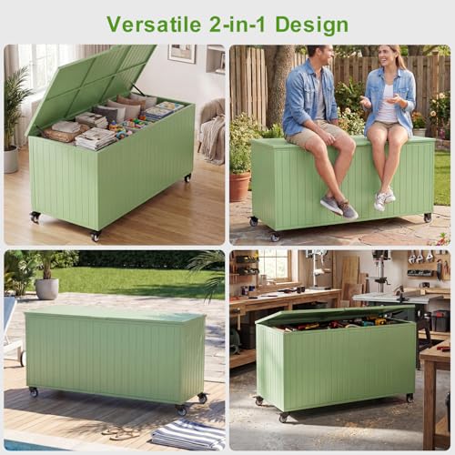 Outdoor Storage Box with Wheels 250 Gallon (250 Gallon / Green)